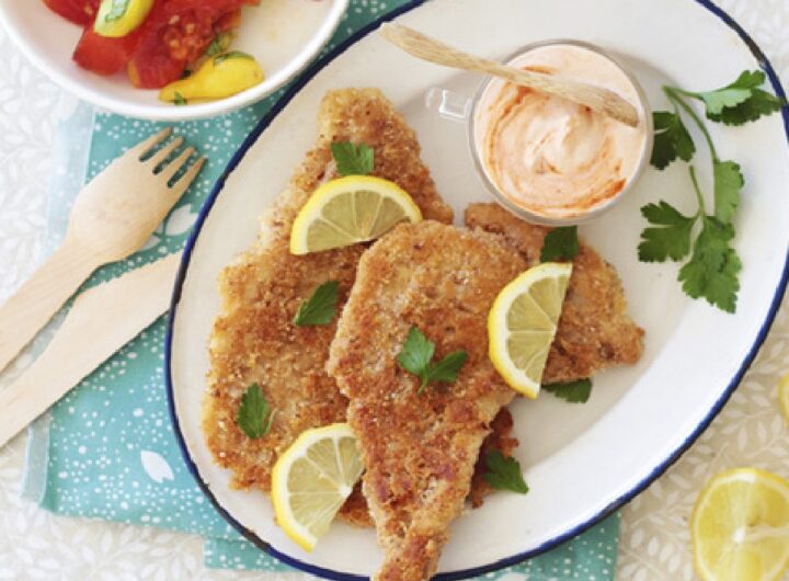 Raie panée au parmesan, mayonnaise à la harissa